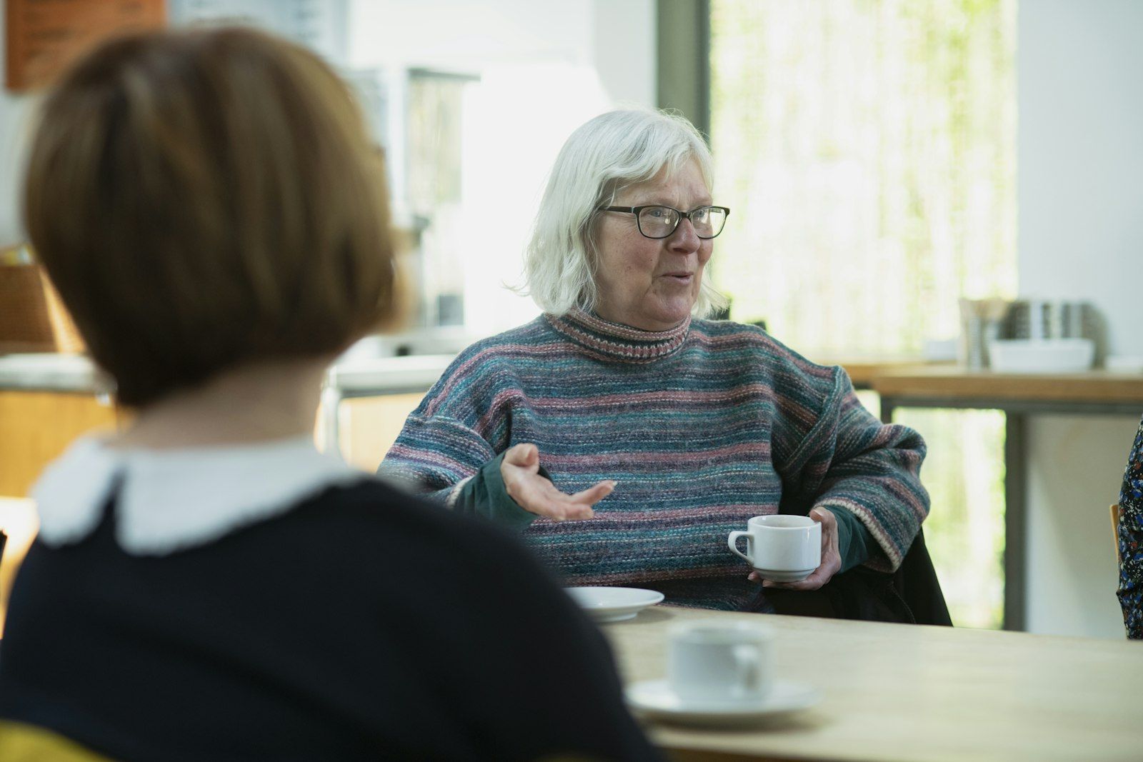A clinician talking with an older person