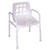 Staebel aluminium shower chair with arms and padded backrest, white moulded seat