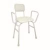 Shower Stool - Padded seat and back, adj height, armrests