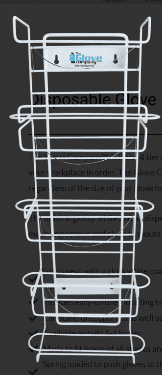 4 Tier White Wire Disposable Glove Dispenser