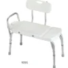 Peak Care Deluxe aluminium bath transfer bench with white moulded seat and removable back