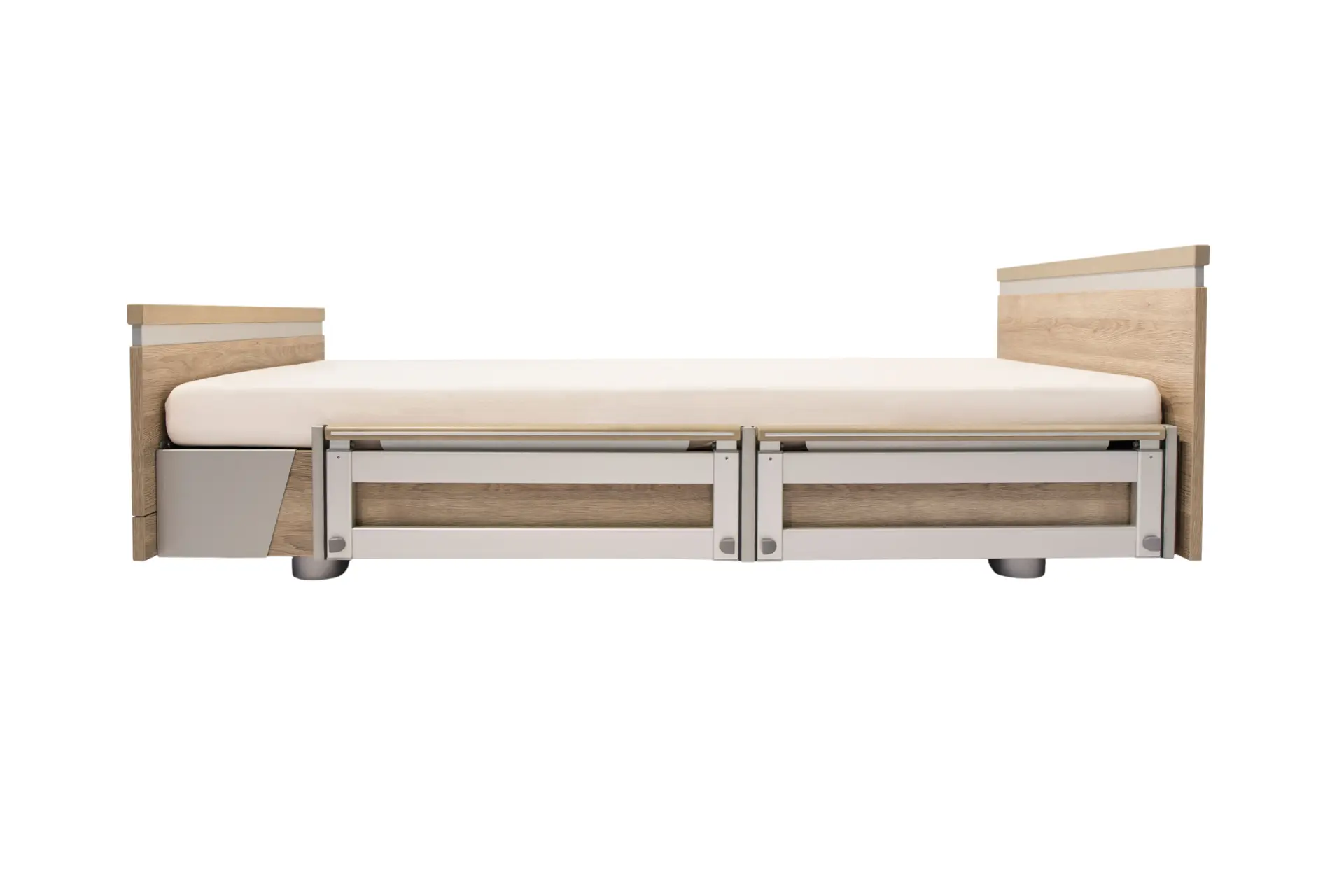 Malsch Aura Healthcare Bed, Wide Single, Vertical Split Sides, Integrated Bed Extension, Slide Panel