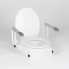 Peak Care white polypropylene raised toilet seat with swing back arms and lid