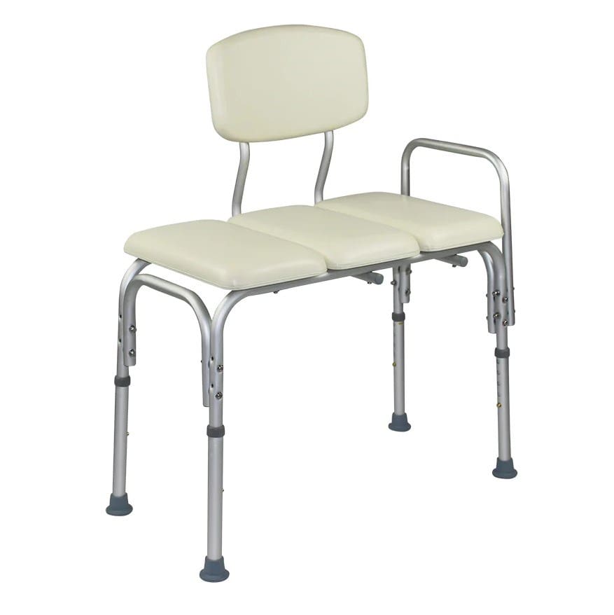 Transfer Bench, Padded Seat & B'Rest, Suction Cups