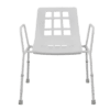 Endeavour Life Care over wide height adjustable shower chair with steel frame, backrest and raised arms