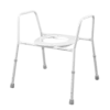 Endeavour Life Care wide over toilet frame with splash guard, steel frame and plastic seat