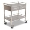 SQ Series Stainless Steel Resuscitation Cart, 2 Half Drawer, 800 x 490mm with Rail
