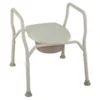 Freedom aluminium over toilet aid with white plastic seat, lid and S bend arms