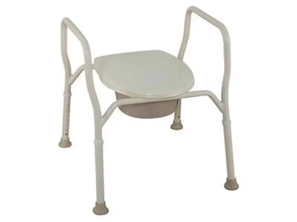 Freedom aluminium over toilet aid with white plastic seat, lid and S bend arms
