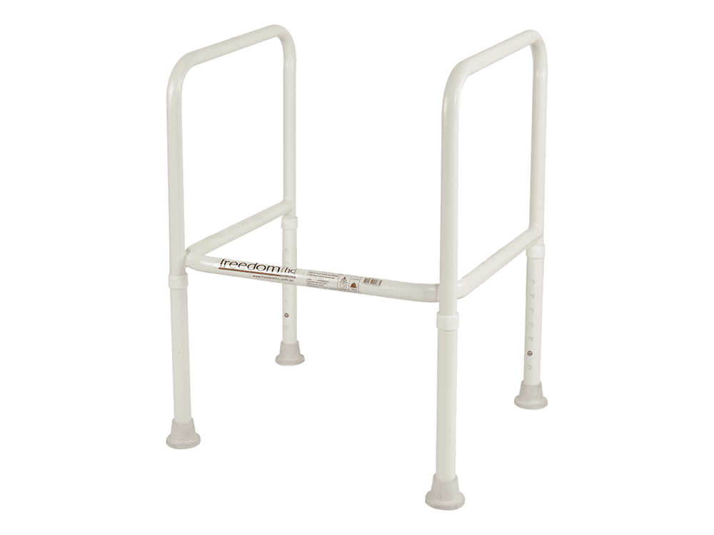 Freedom aluminium toilet pan surround frame with angled side handles and non slip tips