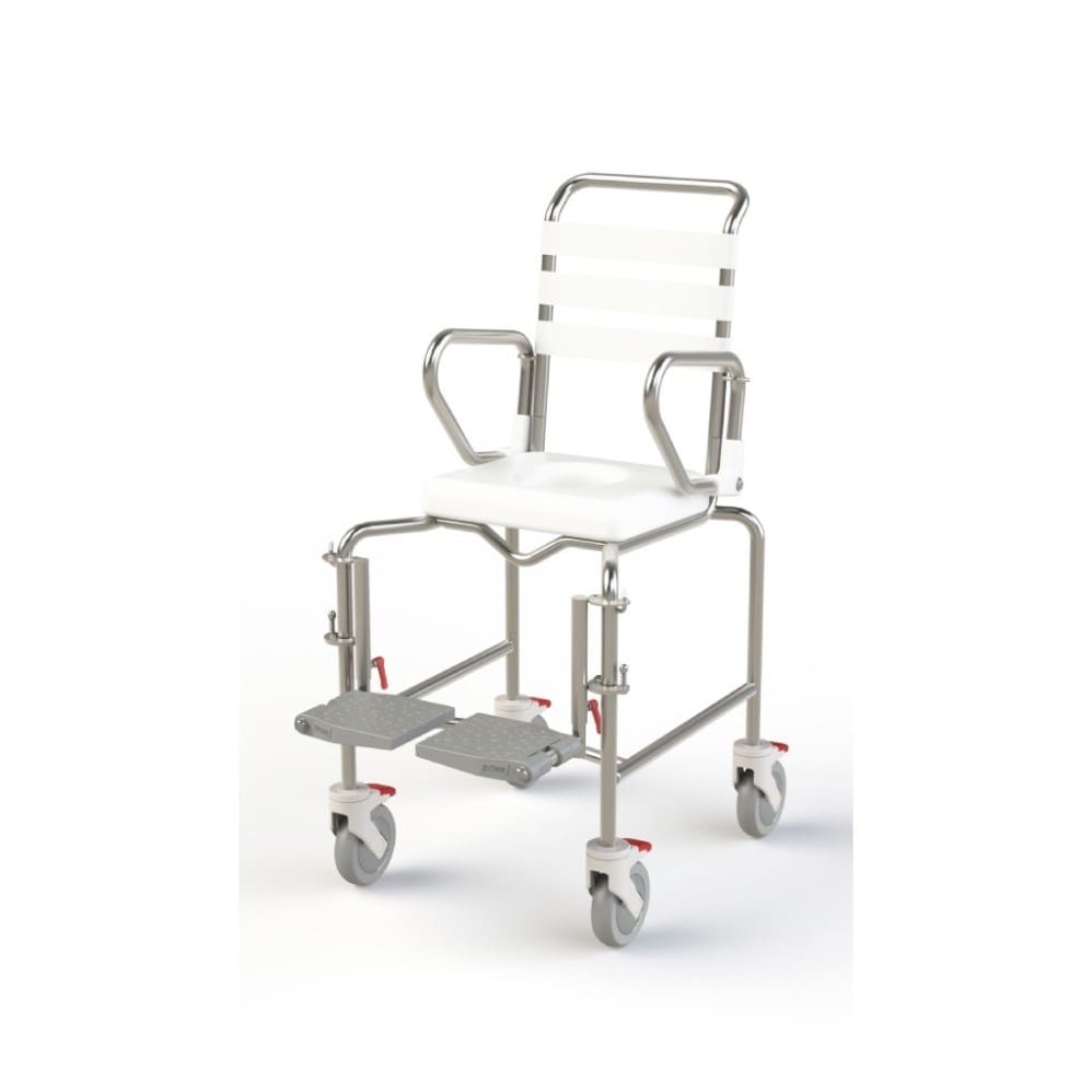 Paediatric Shower Commode, Attendant Propelled, Swing Away Footrests