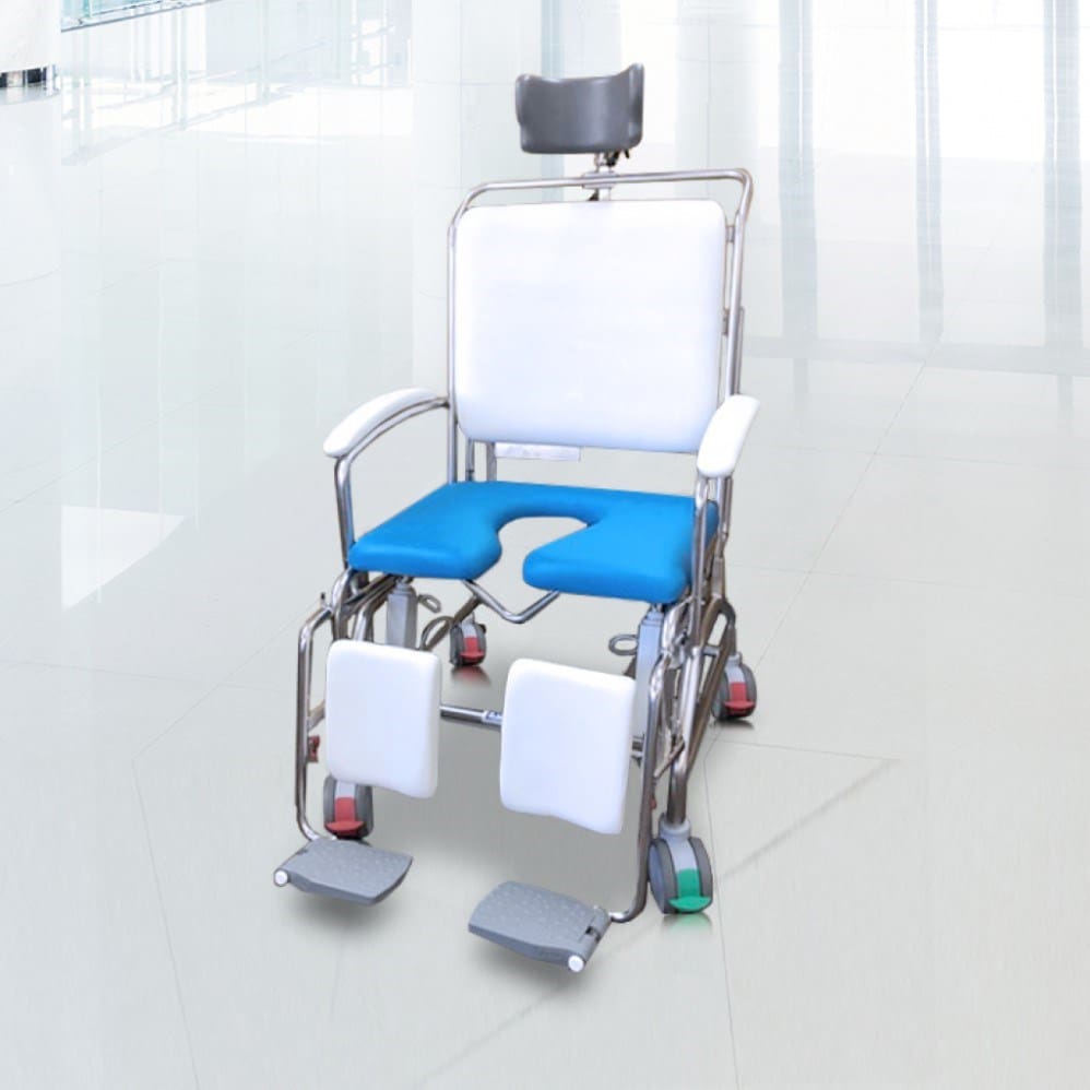 Shower Commode, Attendant Propelled, Electric Tilt in Space