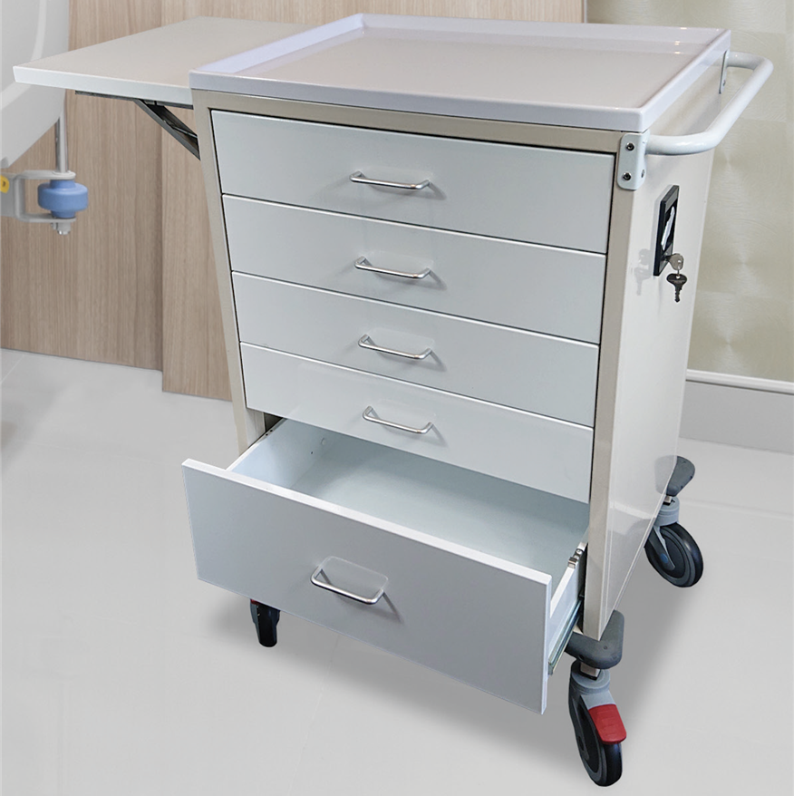 Medication Cart, 5 Dr, Coloured Cabinet