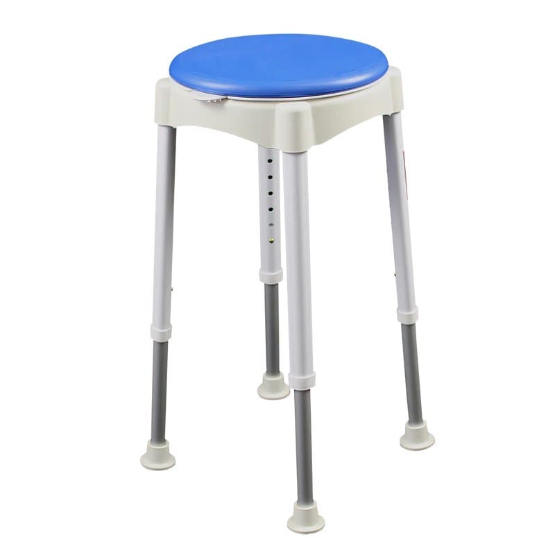 Shower Stool, Height Adjustable with Swivel Padded Seat, Removable Legs, Suction Cups
