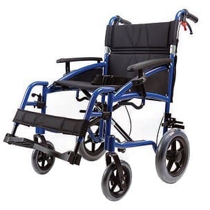 Pride Mobility Manual Wheelchair Transit, 12'' Wheels, Red or Blue
