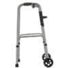 Redgum folding walking frame with 125 mm front wheels and rear tips, anodised aluminium