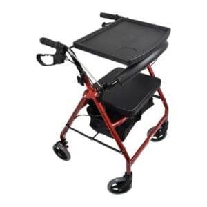 Red Gum Seat Walker Tray Table To Suit Most 50cm Seat Walkers, Black. 425mm, 3Kg