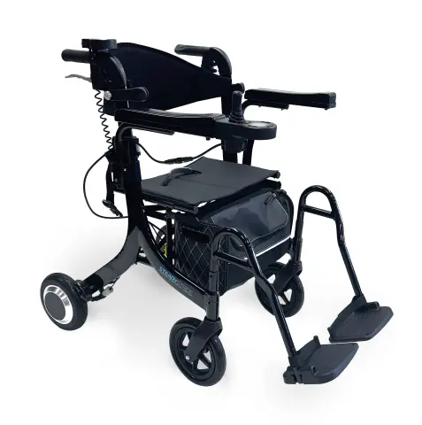 Redgum Steady Stride folding electric seat walker wheelchair in black