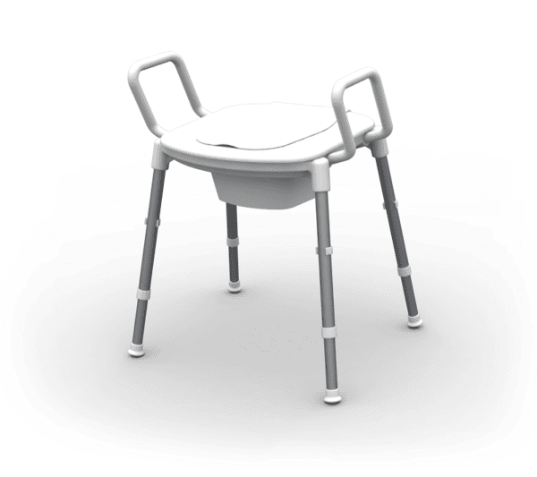 Red Gum Space Saver Toilet Seat Raiser, White, W470mm, H500-625mm, SWL 130Kg
