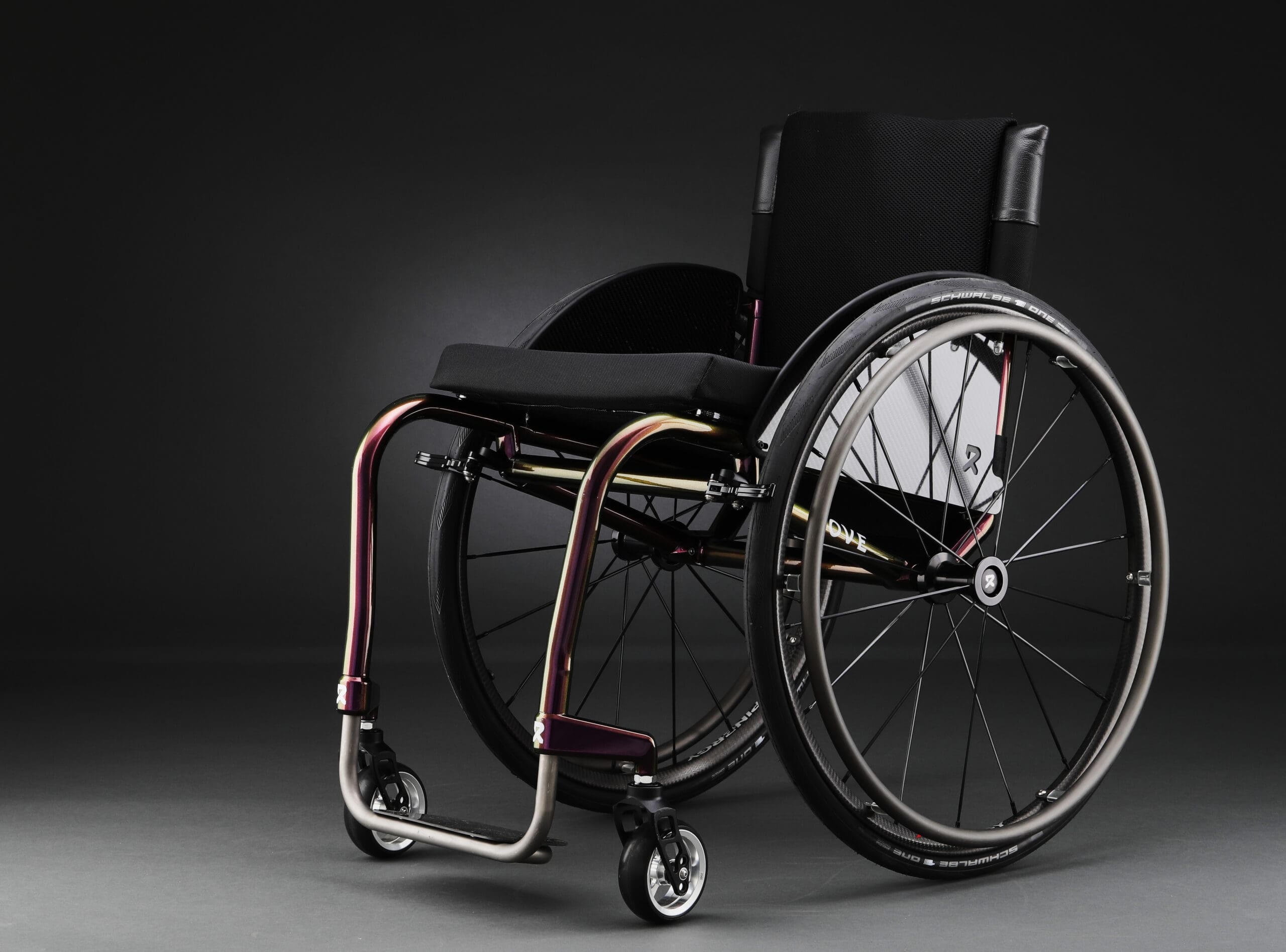 Rove Axis open frame manual wheelchair, titanium and carbon