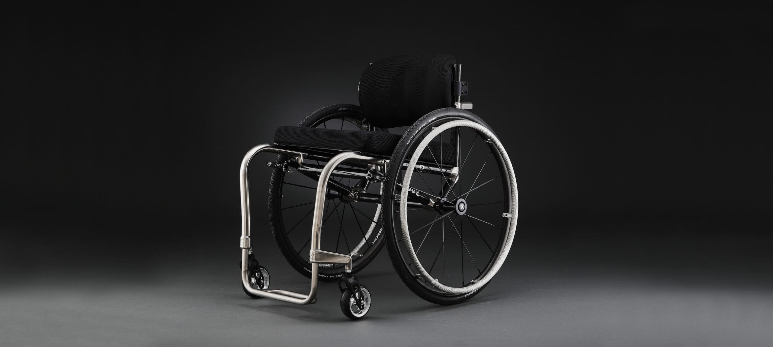 Rove Origin closed frame manual wheelchair, low angle