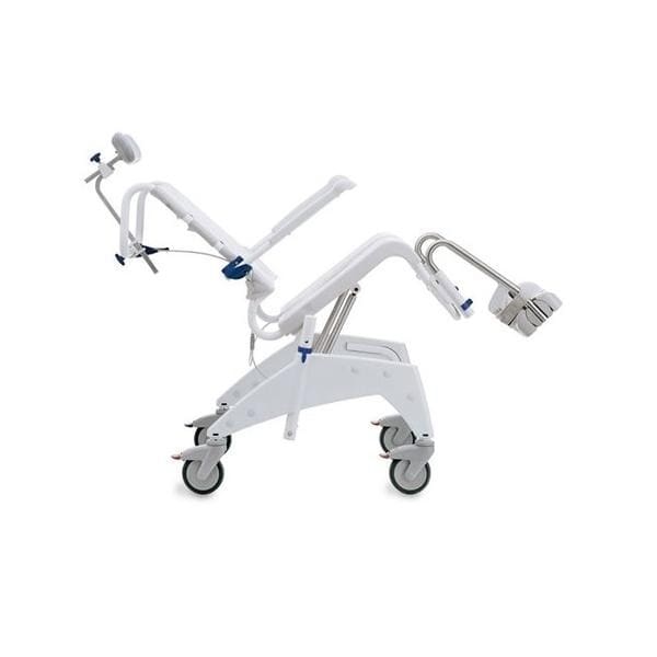 Invacare Aquatec Ocean VIP Ergo tilt in space shower commode with stainless steel frame