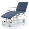3 Section Hi Lo Electric Medical Couch with drop down side rails - 3 equal segments - Navy Blue