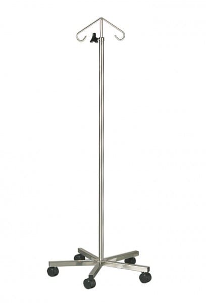 IV Pole/Stand Stainless Steel Base 5-Leg 2-Hook | TM0217
