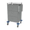 Medication Trolley, Stainless Steel, 3 Drawers, with Flip-up Shelf