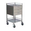 Stainless Steel Instrument Trolley, 3 Drawers, With Rail