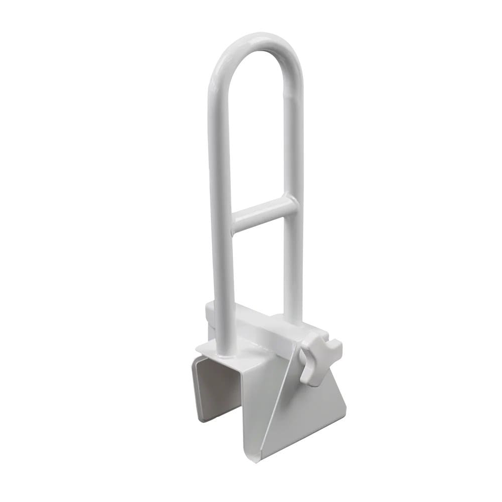 Clamp on bath tub rail
