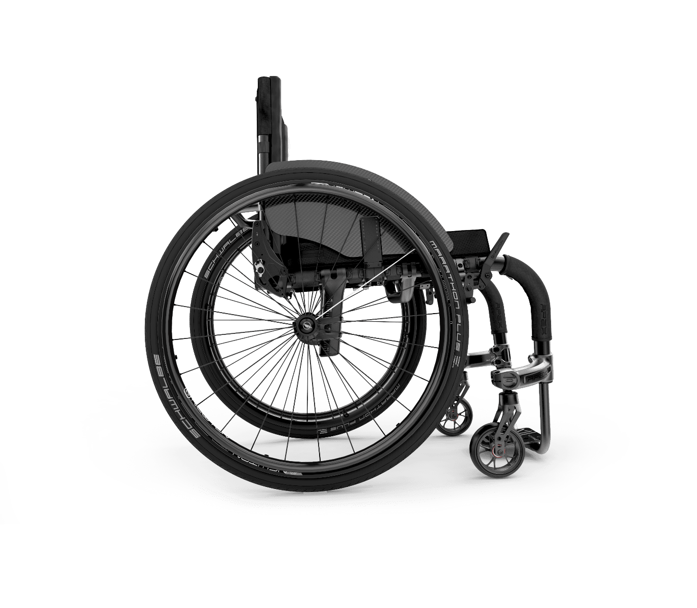 Motion Composites Apex A rigid wheelchair, side profile
