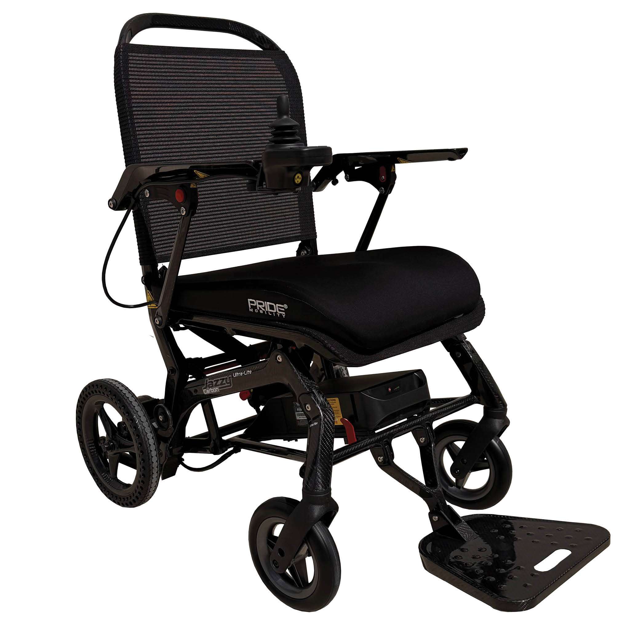 Jazzy Carbon Ultra Light power wheelchair, angled view