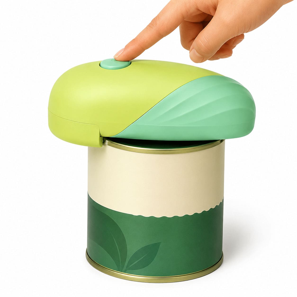One Touch automatic can opener, green, battery operated
