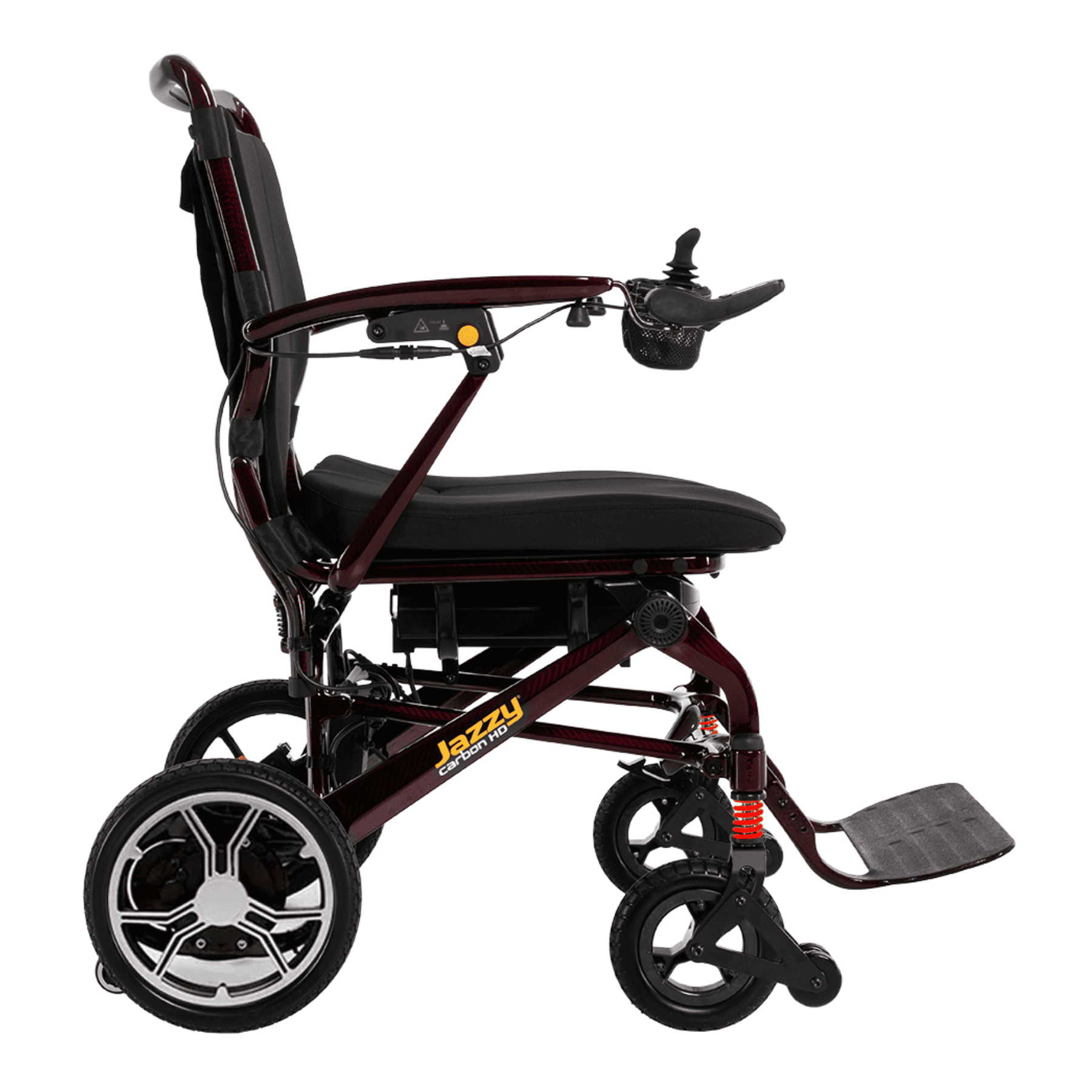 Jazzy Carbon HD power wheelchair, side view