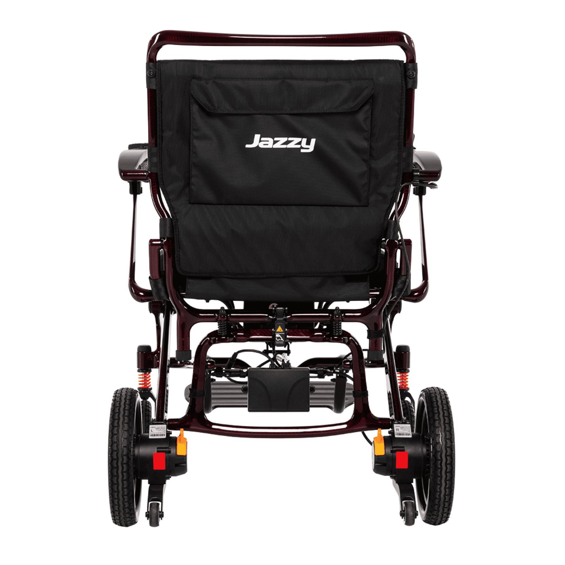 Jazzy Carbon HD power wheelchair, rear view